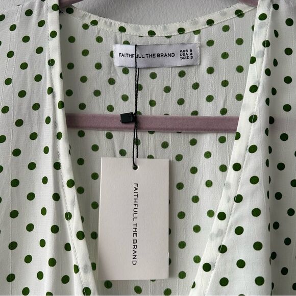 Faithfull The Brand Lavender Wrap Green Lula Dot Blouse - Picture 2 of 9